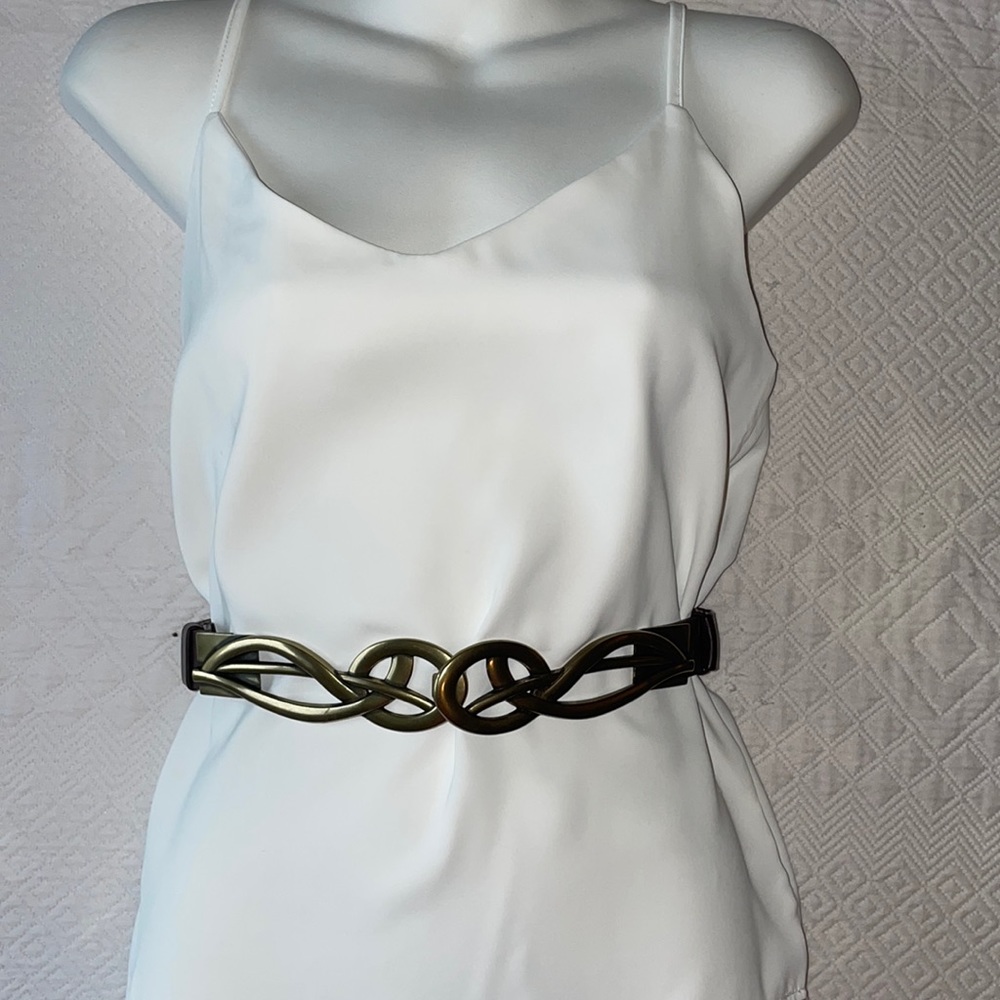 Chico’s Leather Belt with Hook Gold Buckle